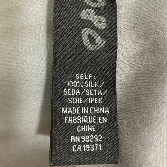 Tibi gray silk tie front top, womens 12 round neck short sleeve tie front blouse - Picture 5 of 8